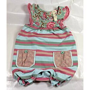 Matilda Jane Striped Floral Neckline Summer Bubble Romper 18 - 24 Months